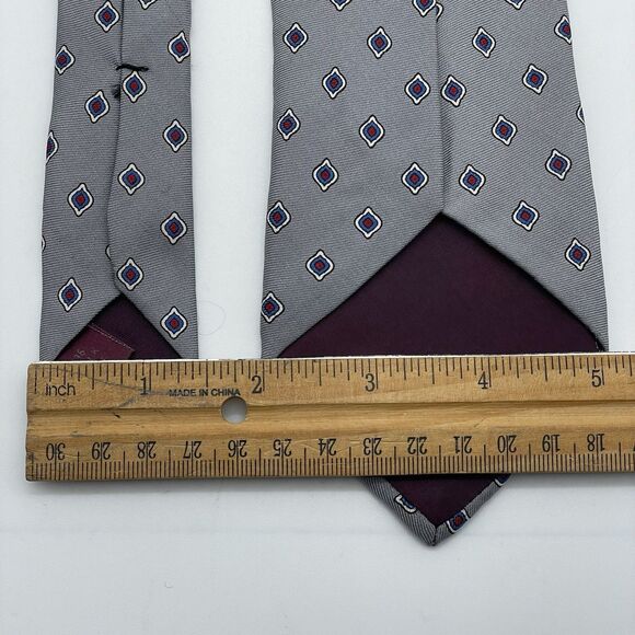 Zylos/ Lucien Piccard Silk Neckties Lot of 3 Striped Geometric Gold Grey Purple - Picture 14 of 16